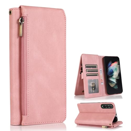 Étui Samsung Galaxy Z Fold 3 portefeuille en cuir PU avec vitre intégrée et porte-carte