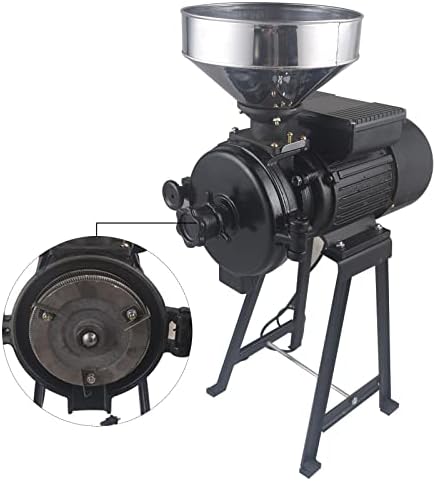 Electric Grain Mill Dry Grinder Corn Grinder, 110V 3000W Commercial Corn Mill Grinder Machine Feed Mill Wheat Grinder, Flour Mill Cereals Grinder with Funnel (3000W - Black)