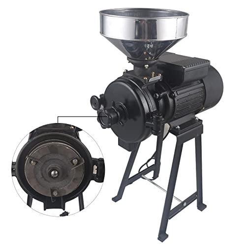 Electric Grain Mill Dry Grinder Corn Grinder, 110V 3000W Commercial Corn Mill Grinder Machine Feed Mill Wheat Grinder, Flour Mill Cereals Grinder With Funnel (3000W - Black) #TOP6