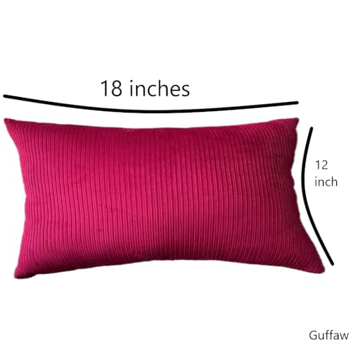 Image of Guffaw Corduroy Rectangular Cushion Covers, Size 12x18, Pack of 2, Multiple Colors (4, Dark Pink)