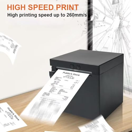 Bisofice Bondrucker 80mm Thermobondrucker Belegdrucker POS Drucker unterstützt ESC/POS, automatisches Schneiden(260mm/s, USB+WiFi+Ethernet)