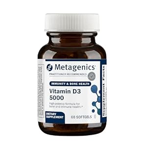 Metagenics Vitamin D3 5000 IU Supplement – High Potency Softgels for Immune, Bone & Heart Health* – 125 mcg Cholecalciferol in Coconut Oil for Enhanced Absorption* – Non-GMO, Gluten-Free – 60 Count