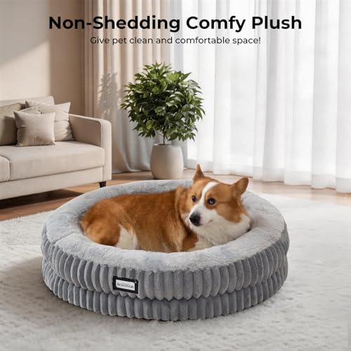 Image of BALANCE Donut Dog Bed, 30 Inches Round Dog Bed Medium Size Dogs Washable, Orthopedic Calming Dogs Beds for Kitten, Fluffy Plush Faux Fur Pet Bed with Anti-Slip Bottom