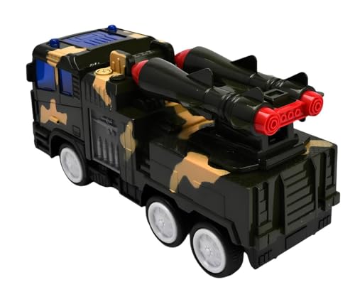 Großer Panzer 22 cm mit Lichtern und Soundeffekten Bewegung Bump & Go Drehbarer Turm 360° Battle Tank LKW Militär Fahrzeug Camouflage Spielzeug, verschiedene Farben zufällig