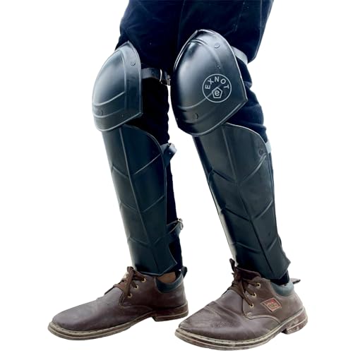 Protège-jambes noir medieval armor en cuir robuste pour armure de chevalier