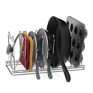 SimpleHouseware 7 Adjustable Pot and Pan Organizer Rack Holder, Chrome