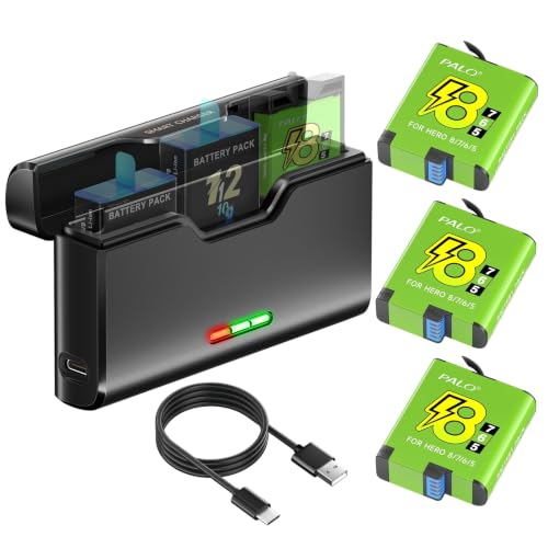 Palogreen Pack of 3 Batteries for Go-pro Hero 8/7/6/5 a...