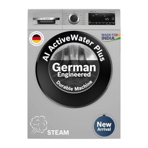 Image of Bosch 9 kg 5 Star Front Load Fully Automatic Washing Machine, AI ActiveWater, Automated Dosing of Detergent(ADOS), Antibacterial Tech, 14 Wash Programs, 53L Large Drum, Silver,WGA242ISIN (2026 Model)