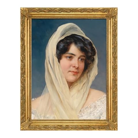 FOLKOR Gold French Ornate Frame for 9x12 Oil Paintings Art Prints, Vintage Embossed Wood Shabby Chic Canvas Frame for Portrait Flower Vase Watercolor (Empty Frame, No Glass Cover&Backboard) Cover