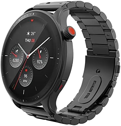 MoKo Strap Compatible with Amazfit GTR 4/3/3 Pro/2/2e/GTR 47mm/Stratos 3/2, 22mm Stainless Steel Replacement Watch Band Metal Wristband