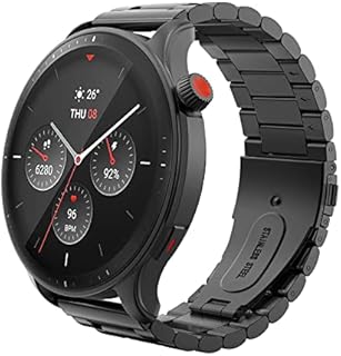 MoKo Strap Compatible with Amazfit GTR 4/3/3 Pro/2/2e/GTR 47mm/Stratos 3/2, 22mm Stainless Steel Replacement Watch Band Metal Wristband