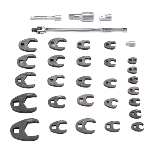 KIMISS Brake Line Wrench Set for Car, Truck &, 32Pcs 10-50mm Tight Clearance Offset Open End with Extension Bar - Image 5