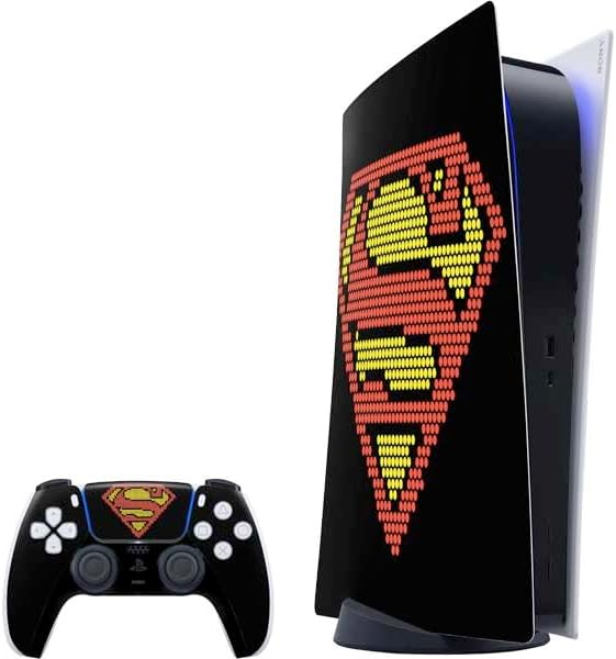 Skinit Decal Gaming Skin Compatible with PS5 Digital Edition Bundle - Officially Licensed DC Comics Superman Logo Background Pattern Design