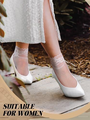 Image of 10 Pairs Womens Lace Ankle Socks Non Slip Low Cut and No Show Lace Socks Sets for Loafers Flats