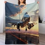 AAPZY Decke Flugzeugmuster Decke Flauschige Decke Wohndecke Dicke Sofadecke Couchdecke Weiche Fleecedecke Flannel Sofaüberwurf Tagesdecke Für Bett/Sofa (180×200cm)