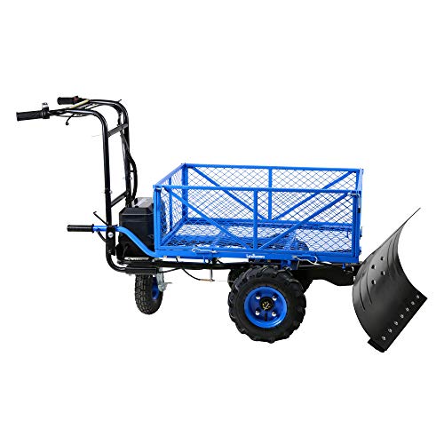 Landworks Snow Plow Wagon Utility Electric Wheelbarrow Barrel Dump Power Wagon Mountable Steel