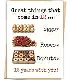Zyulin 12th Anniversary Card Gifts for Him Her Men Women