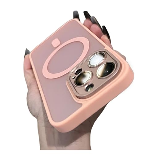 Coque mate iPhone 17 Pro rose à induction magnétique et bords surélevés