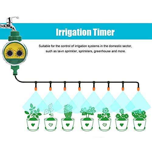 Timer Digitale Irrigazione 85x108mm, Centralina Uscita Singola, 2 Manopole Programmabili 16 Cicli 1-120 Minuti, per Giardino e Prato