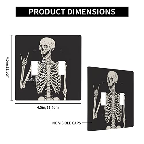 Funny Skull Skeleton 2 Gang Light Switch Wall Plate Cover Decorative Double Toggle Wallplate Faceplate For Bedroom Kitchen 4.5" X 4.5" #TOP3