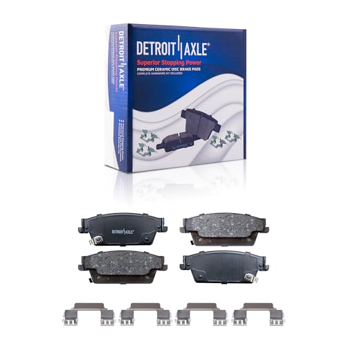 Image of Detroit Axle - Rear Brake Pads for 2006-2007 Cadillac CTS, 2004-2009 SRX, 2005-2011 STS, Ceramic Brake Pads w /Hardware Replacement
