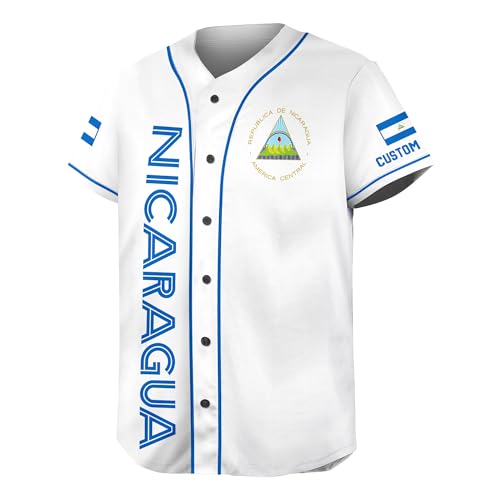Personalized Nicaragua Baseball Jersey, Nicaragua Jersey Men, Nicaragua Soccer, Nicaragua Jersey Baseball miniatura 5