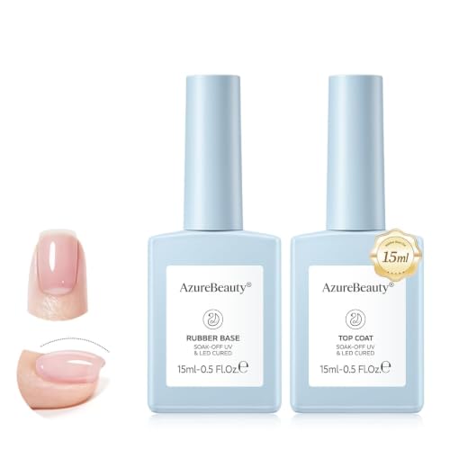 Image of AZUREBEAUTY 15ml Rubber Builder Gel Base Coat and Diamond Top Coat Set