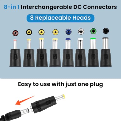 Image of Verilux USB to DC 5V Power Cord 3.3Ft /1M, Universal 5V Plug Jack Charging Cable with 8 Pcs DC Female To Male Adapter (6.0x4.0, 3.5x1.35, 4.0x1.7, 4.7x1.7, 5.5x1.7, 5.5x2.1, 5.5x2.5, 6.3x3.0)