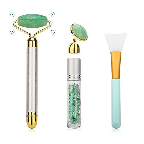 Deciniee 2-IN-1 Electric Jade Roller Kits, Nature Aventurine Beauty Bar Face Roller Sets, Provide Relaxion for Women, Vibrating Facial Massagers -Massage Stone for Skin Tightening