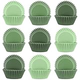 Qumenan 600 Pack Sage Green Cupcake Liners Dark Green Light Green Baking Cups Gradient Green Muffin Liners for Cupcake Wrappers Wedding Bridal Baby Shower Birthday Party