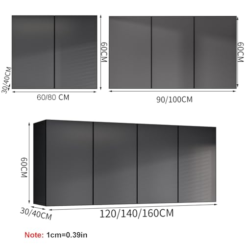 Wolnostojąca kuchenna szafka ścienna ze stopu aluminium, pływający stojak do przechowywania do łazienki, pralni i salonu, uniwersalna szafka ścienna (60 x 60 x 30 cm)