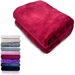 HTE Manta Microfibra Suave para Sofá y Cama, Super Caliente para Adulto y Niño,Sin Arrugas (Rojo, 130 x 160 cm)