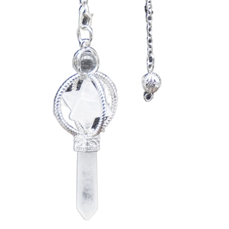 Raumdekoration Runde Perle Merkaba Wünschelrutenpendel Quarz Naturstein Weiß Rosa Kristall ReikiPendule Anhänger Pendel (Color : Pink Crystal)