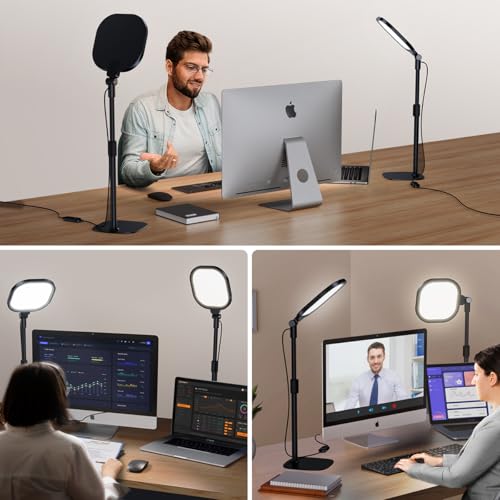 Image of LitONES 2Pcs Desktop Video Conference Lighting for Zoom Meeting, Computer, Laptop, Work from Home with Nature Soft Light, Adjustable Brightness & Color Temp and Flexible Stand & Versatile Phone Holder