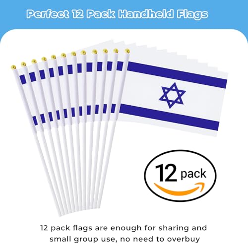 Drapeaux israéliens de table et défilé lot de 12 mini formats à main