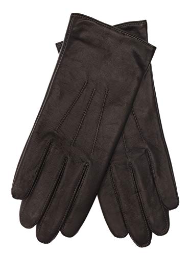 EEM gants cuir femme, cuir italien souple, doublure polaire douce, trois pinces, noir XL
