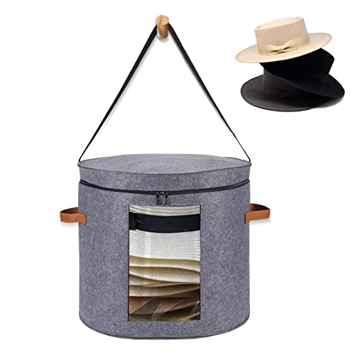 Munskine Huge Hat Boxes For Women Storage Foldable Hat Storage Boxes With Shoulder Strap & 2 Handles - Hat Boxes With Lids - Hat Box For Travel With Dustproof Lid Storage Boxes - Light Grey #TOP3