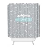 Poliester dcasa - Cortina de baño original diseño frase \"RELAJATE\" poliester 180 x 200cm