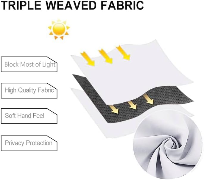 Miniatura 5 de DWCN Cortinas opacas, oscurecen, para la sala, reducen ruido, ahorran energía, juego de 2 paneles para ventana con alzapaños cosidos, ojales arriba,
