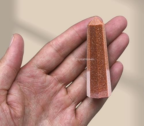 Image of Crystal Heaven Certified Red Goldstone Tower Obelisk Point For Chakra, Healing And Balancing - Aaa Grade Original Certified Gemstone Agate For Reiki Meditation Yoga Spiritual (2-3 Inches)