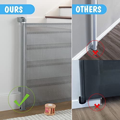 Cumbor Retractable Baby Gates For Stairs, Mesh Pet Gate 33" Tall, Extends To 55" Wide, Extra Wide Dog Gate For The House, Long Child Safety Gates For Doorways, Hallways, Cat Gate Indoor/Outdoor(Gray) #TOP2