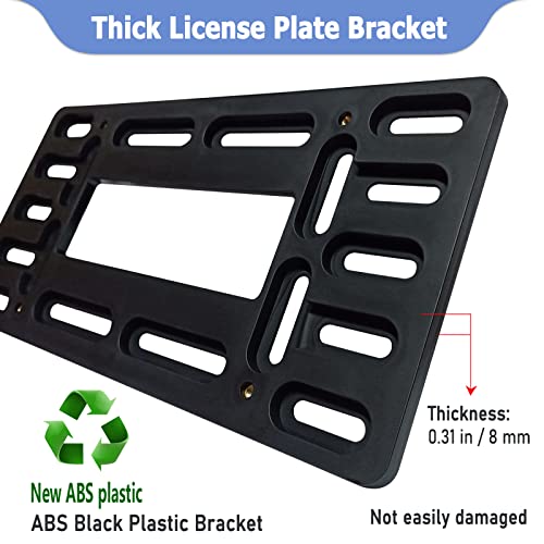 Fbjtdq Front License Plate Mounting Kit - Universal License Plate Bracket & Matte Aluminum Frame Holder, For 2 Hole Front Bumper, Black License Plate Bracket Adapter For Car/Truck/Trailer #TOP1
