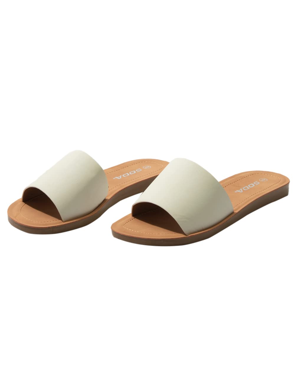 Soda Shoes Efron-S Women Flip Flops Basic Plain Slippers Slip On Sandals Slides Casual Peep Toe Beach