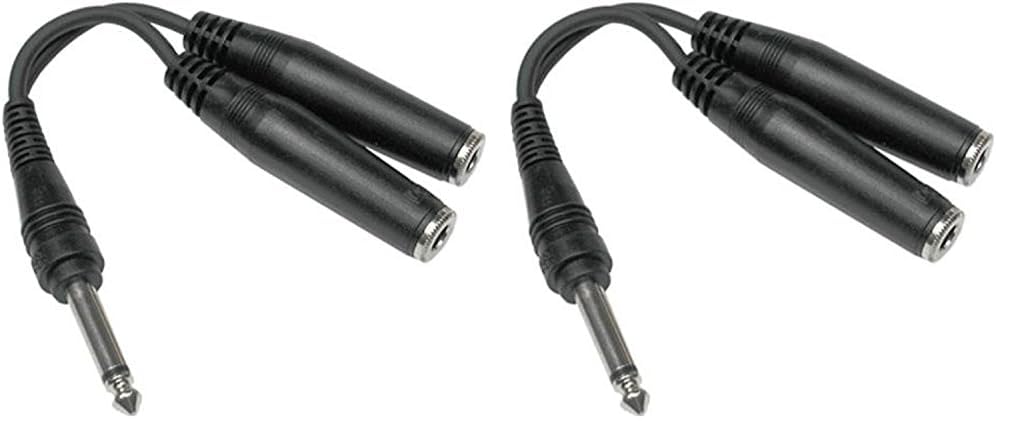 Hosa YPP-111 1/4" TS to Dual 1/4" TSF Y Cable (Pack of 2)