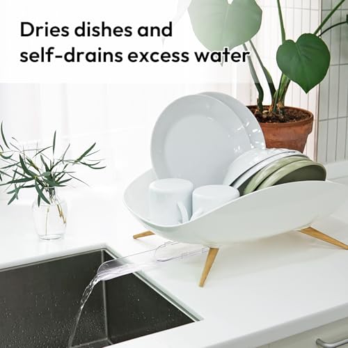 Image of carrotez Self-Draining Dish Drying Rack, White - Wide