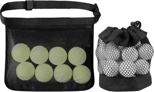 2 Stück Tennistasche 35*27.5*0.1cm Tennisbälle Netztasche Balltasche Tennisball Hüfttasche Golf Hüfttasche Verstellbare Netztasche für Tennisbälle Einfachen Transport für Golf Tennisbälle
