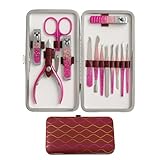 Kit de Manicure Profissional Colorido Gradiente | 12 Peças em Aço Inoxidável com Estojo de Zíper – Cuidados de Unhas Mãos e Pés