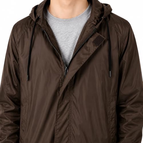 Image of Waterproof Hooded Long Rain Coat for Men, Polyester, Full Sleeves, Regular Fit, Outdoor Riding, Camping & Hiking