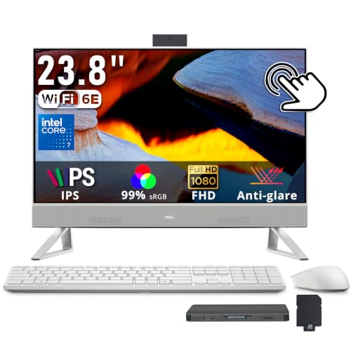Image of Dell 23.8 inch FHD Touch All-in-One Desktop, Intel Core 7 150U, 64GB DDR5 RAM, 3TB Storage (2TB SSD+1TB Docking Station Set), Intel Graphics, FHD Webcam, Wireless Keyboard & Mouse, Win 11, White