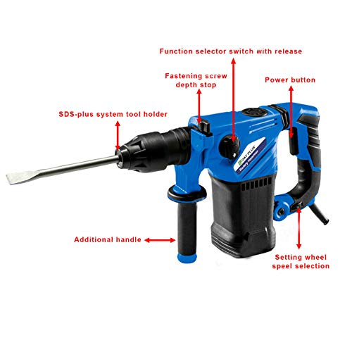 1500W Power Elektro-Bohrhammer SDS PLUS Meißel Set 3 Modus in 1 6 Einstellbare Geschwindigkeit 360 ° Drehgriff… – Bild 3